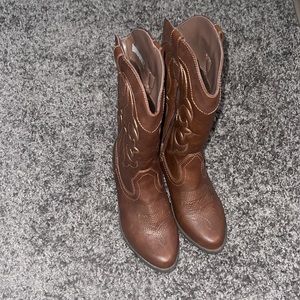 Brown Western boots.